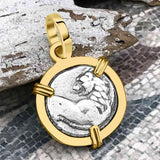 Ancient Greek Lion Hemidrachm 400 BC 14K Gold Pendant
