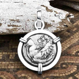 Ancient Greek Lion Hemidrachm 400 BC 14K White Gold Pendant
