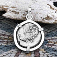 Ancient Greek Lion Hemidrachm 400 BC 14K White Gold Pendant