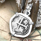 Dated 1694 Pirate Era Spanish 1/2 Reale Cob Piece of Eight Sterling Silver Pendant