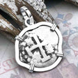 Dated 1720 Pirate Era Spanish 1/2 Reale Cob Piece of Eight Sterling Silver Pendant