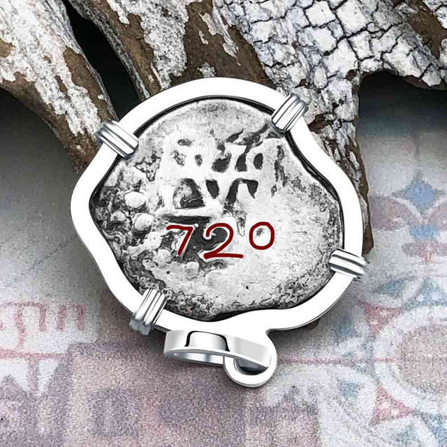 Dated 1720 Pirate Era Spanish 1/2 Reale Cob Piece of Eight Sterling Silver Pendant
