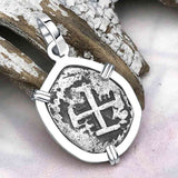 Dated 1739 Pirate Era Spanish 1/2 Reale Cob Piece of Eight Sterling Silver Pendant