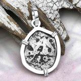 Dated 1739 Pirate Era Spanish 1/2 Reale Cob Piece of Eight Sterling Silver Pendant