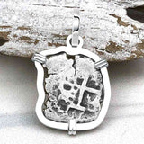 Dated 1688 Pirate Era Spanish 1/2 Reale Cob Piece of Eight Sterling Silver Pendant
