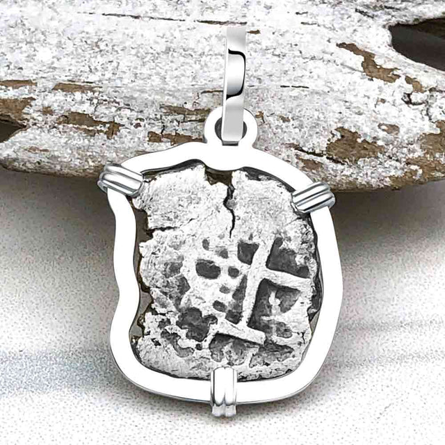 Dated 1688 Pirate Era Spanish 1/2 Reale Cob Piece of Eight Sterling Silver Pendant