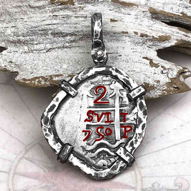 1750 Pirate Era Spanish 2 Reale "Piece of Eight" Sterling Silver TORTUGA COLLECTION Pendant