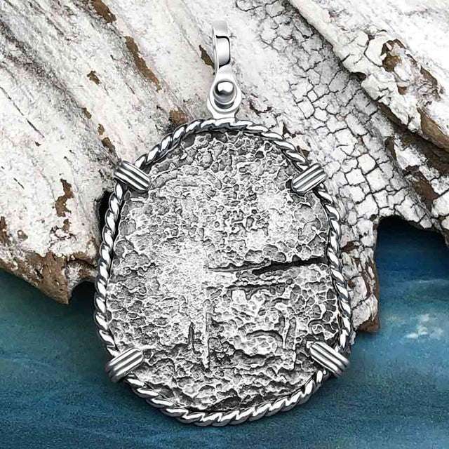 Mel Fisher's Atocha 8 Reale Cob Shipwreck Coin Piece of 8 Sterling Silver Pendant