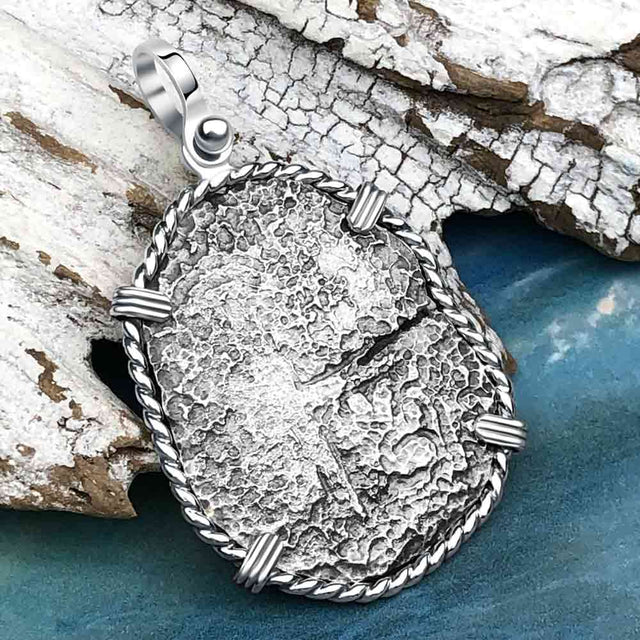Mel Fisher's Atocha 8 Reale Cob Shipwreck Coin Piece of 8 Sterling Silver Pendant