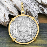 El Cazador Shipwreck 1783 2 Reale Piece of 8 14K Gold Pendant