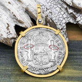 El Cazador Shipwreck 1783 2 Reale Piece of 8 14K Gold Pendant