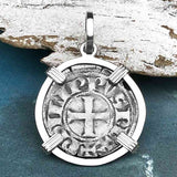Templar Knights Era Medieval Protection & Perseverance Silver Denier Tournios Sterling Silver Pendant