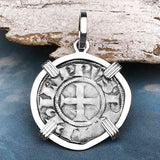 Templar Knights Era Medieval Protection & Perseverance Silver Denier Tournios Sterling Silver Pendant