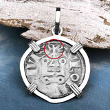 Templar Knights Era Medieval Protection & Perseverance Silver Denier Tournios Sterling Silver Pendant