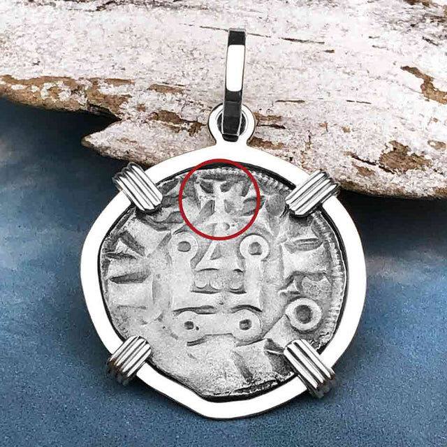 Templar Knights Era Medieval Protection & Perseverance Silver Denier Tournios Sterling Silver Pendant