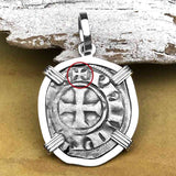 Templar Knights Era Medieval Protection & Perseverance Silver Denier Tournios Sterling Silver Pendant