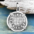 Templar Knights Era Medieval Protection & Perseverance Silver Denier Tournios Sterling Silver Pendant