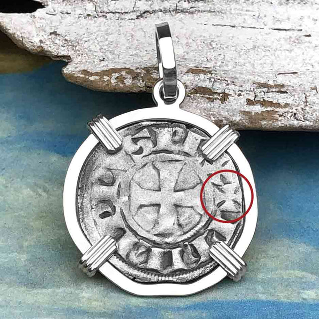 Templar Knights Era Medieval Protection & Perseverance Silver Denier Tournios Sterling Silver Pendant