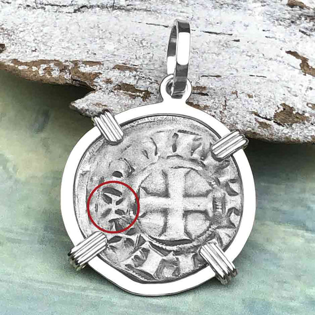 Templar Knights Era Medieval Protection & Perseverance Silver Denier Tournios Sterling Silver Pendant