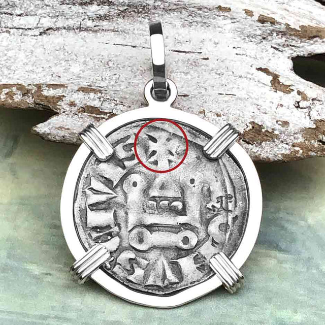 Templar Knights Era Medieval Protection & Perseverance Silver Denier Tournios Sterling Silver Pendant