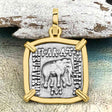 Ancient Indo-Greek Bactrian Elephant and Bull Silver Drachm Coin 170 BC 14K Gold Pendant