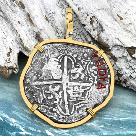 Mel Fisher's Atocha 8 Reale Shipwreck Coin 14K Gold Pendant