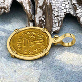 Byzantine Empire Victory Cross 24K Gold Solidus Coin Circa 610 AD in 18K Gold Pendant