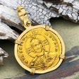 Byzantine Jesus Christ King of Kings 23K Gold Nomisma Coin Circa 976 AD 18K Gold Pendant