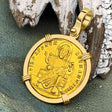 Byzantine Jesus Christ King of Kings 24K Gold Solidus Coin Circa 921 AD 18K Gold Pendant