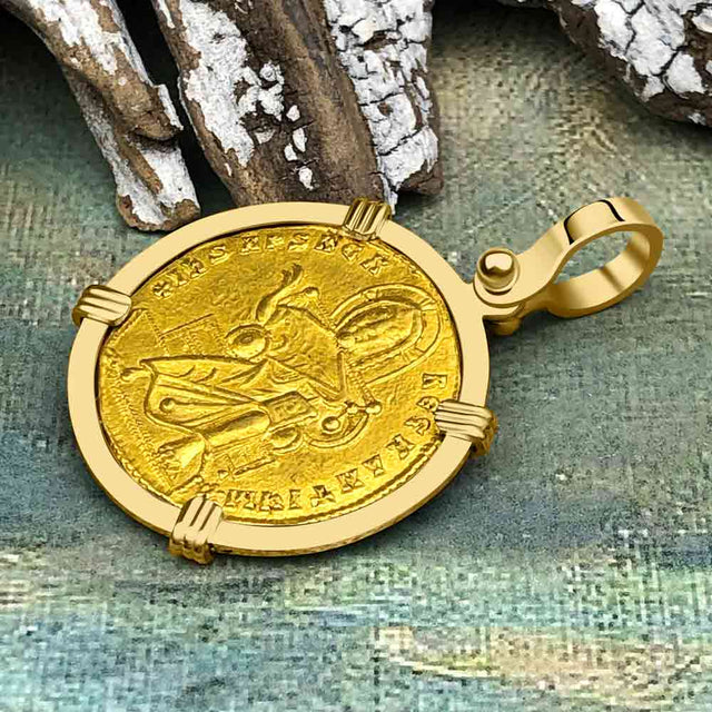 Byzantine Jesus Christ King of Kings 24K Gold Solidus Coin Circa 921 AD 18K Gold Pendant