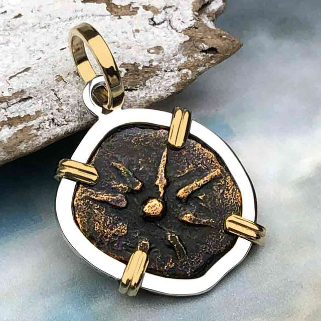Biblical Widow's Mite 14K Gold and Sterling Silver Pendant
