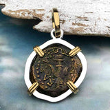 Biblical Widow's Mite 14K Gold and Sterling Silver Pendant