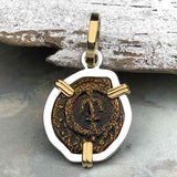 Biblical Widow's Mite 14K Gold and Sterling Silver Pendant