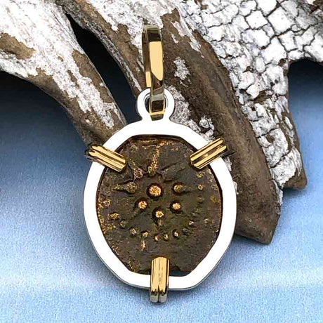 Biblical Widow's Mite 14K Gold and Sterling Silver Pendant