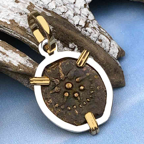 Biblical Widow's Mite 14K Gold and Sterling Silver Pendant