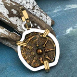 Biblical Widow's Mite 14K Gold and Sterling Silver Pendant