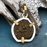 Biblical Widow's Mite 14K Gold and Sterling Silver Pendant