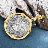 Templar Knights Era Medieval France Silver Maille Tierce Crusader Cross Coin 14K Gold Pendant
