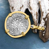 Templar Knights Era Medieval France Silver Maille Tierce Crusader Cross Coin 14K Gold Pendant