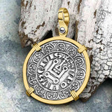 Templar Knights Era Medieval France Silver Gros Tournois circa 1290 Crusader Cross Coin 14K Gold Pendant