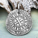 Templar Knights Era Medieval France Silver Gros Tournois circa 1290 Crusader Cross Coin Pendant | Artifact #4770