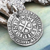 Templar Knights Era Medieval France Silver Gros Tournois circa 1290 Crusader Cross Coin Pendant | Artifact #4770