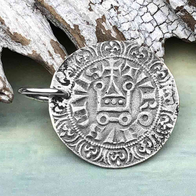 Templar Knights Era Medieval France Silver Gros Tournois circa 1290 Crusader Cross Coin Pendant | Artifact #4770