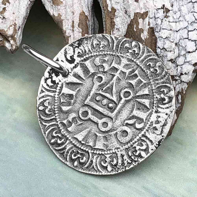 Templar Knights Era Medieval France Silver Gros Tournois circa 1290 Crusader Cross Coin Pendant | Artifact #4770