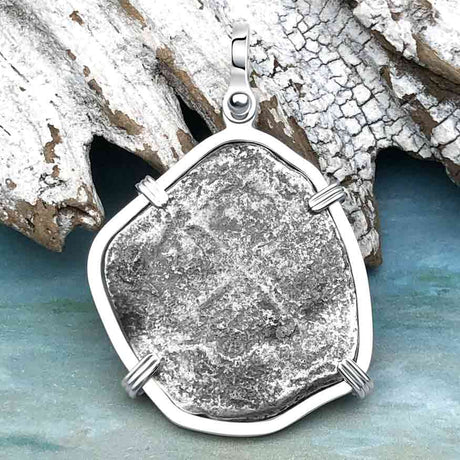 1715 Fleet Golden Age of Piracy Shipwreck Spanish 4 Reale Piece of 8 Silver Pendant