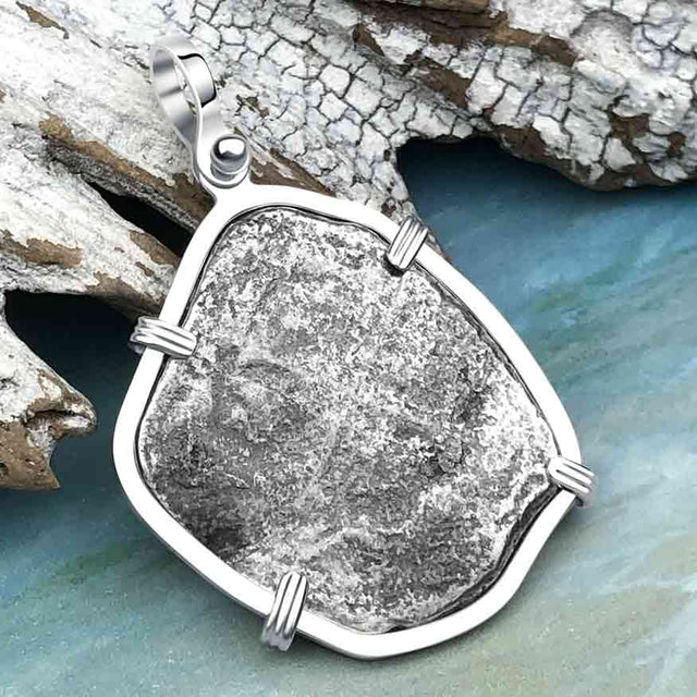 1715 Fleet Golden Age of Piracy Shipwreck Spanish 4 Reale Piece of 8 Silver Pendant