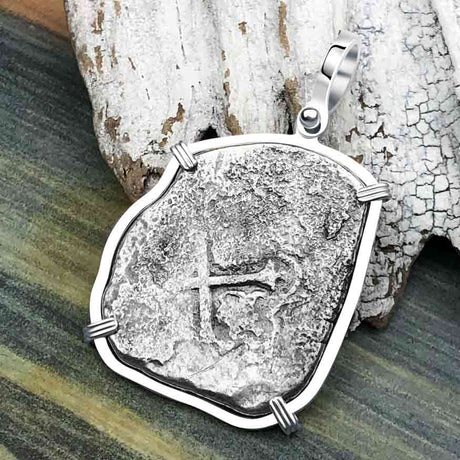 1715 Fleet Golden Age of Piracy Shipwreck Spanish 8 Reale Piece of 8 Silver Pendant