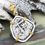 1715 Fleet Shipwreck Pirate Era Spanish 1 Reale "Piece of 8" 14K Gold & Sterling Silver Pendant