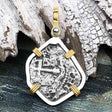 1715 Fleet Shipwreck Pirate Era Spanish 1 Reale "Piece of 8" 14K Gold & Sterling Silver Pendant