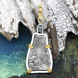 1715 Fleet Shipwreck Skull & Cross Bones Era Spanish 1 Reale "Piece of 8" 14K Gold & Sterling Silver Pendant